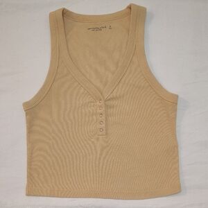 Abercrombie & Fitch Tan‎ Ribbed Crop Tank Top